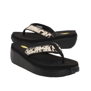 Volatile Neville Cow Print Y2K Platform Flip Flop Sandals